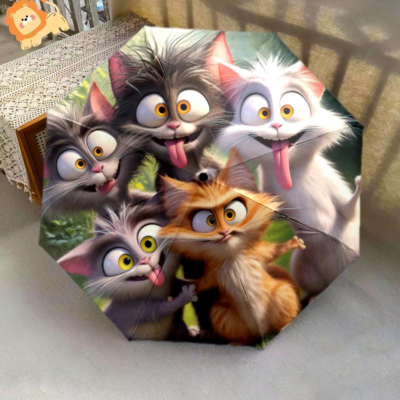 

1PC cute cat pet Umbrella Portable Folding Umbrella Iron Frame Hole Bone Structure Outdoor Home Umbrella A1 разноцветный