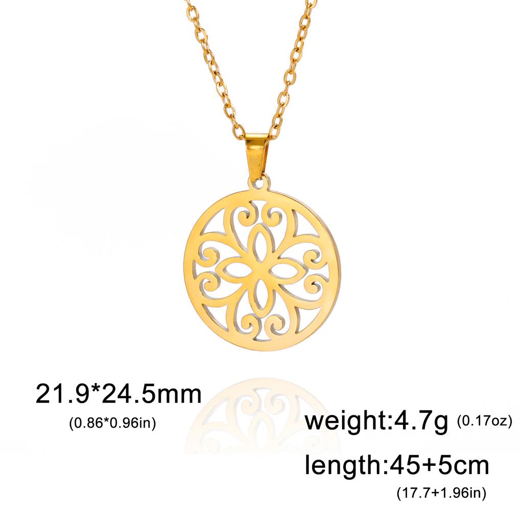 Cazador Stainless Steel Mandala Flower of Life Pendant Necklace for Women Gift  Lotus Neck Chain Amulet Jewelry Wholesale