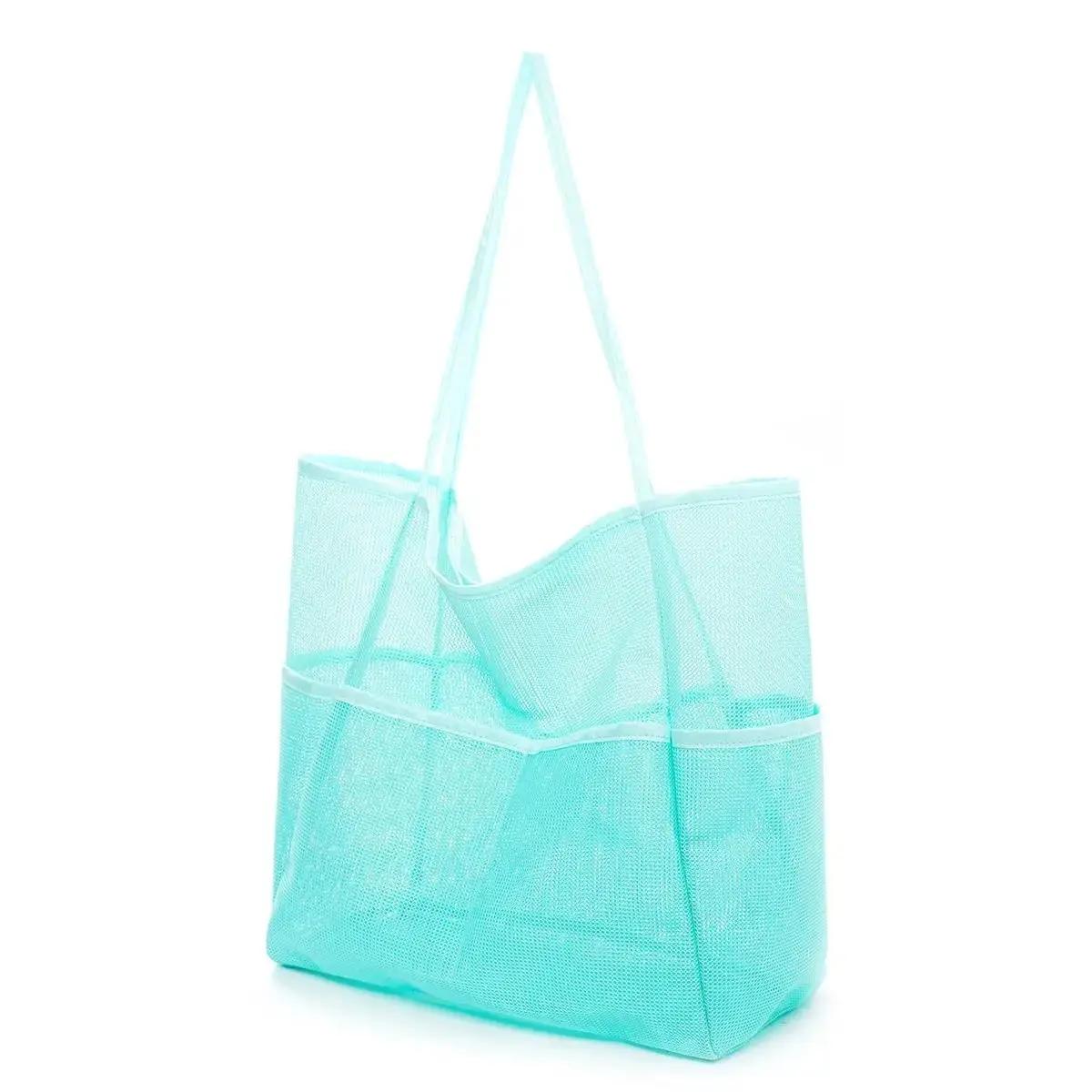 

1 шт. Полая полиэстеровая сетчатая пляжная сумка большой вместимости, дорожная сумка для туалетных принадлежностей, сумка для хранения плавания, простая пляжная сумка светло-зеленый