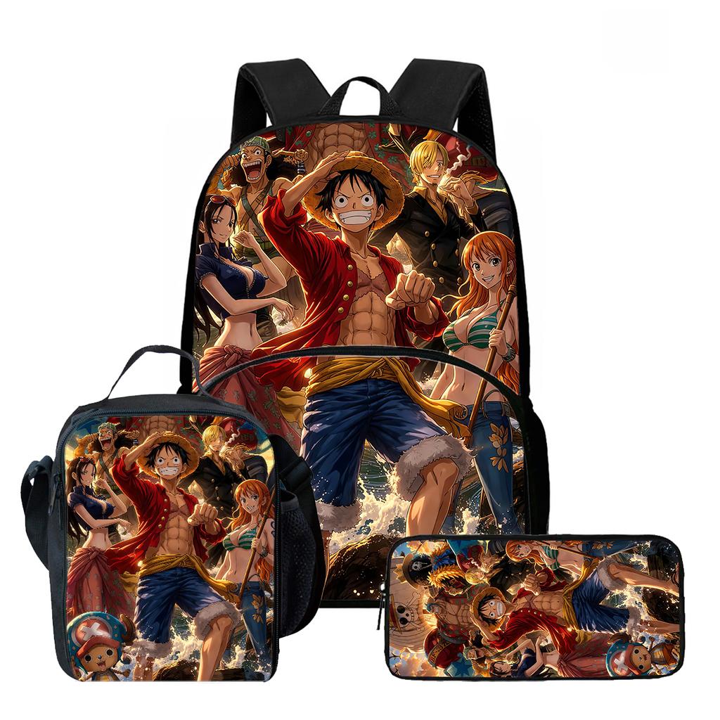 3-in-1 One Piece Backpack Set for Boys Girls Age 6-10, Light Weight School Kit with Front Pocket with Lunch Bag and Pencil Case