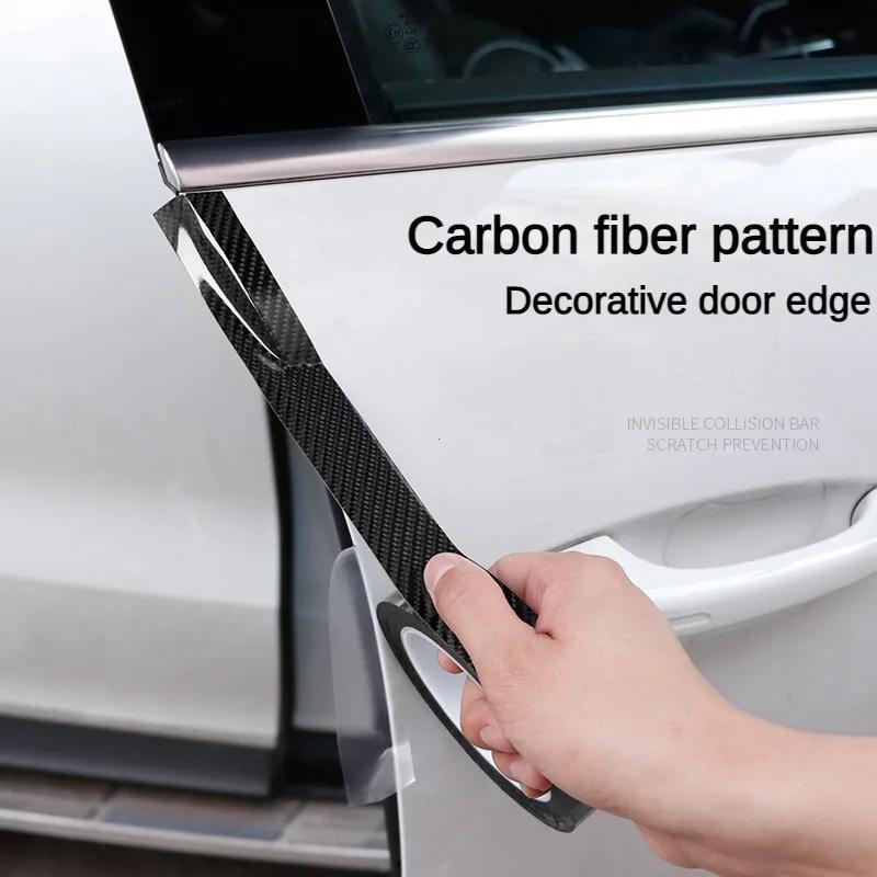 Nano Carbon Fiber Car Stickers DIY Paste Protector Strip Auto Door Sill Side Mirror Anti Scratch Tape Waterproof Protection Film