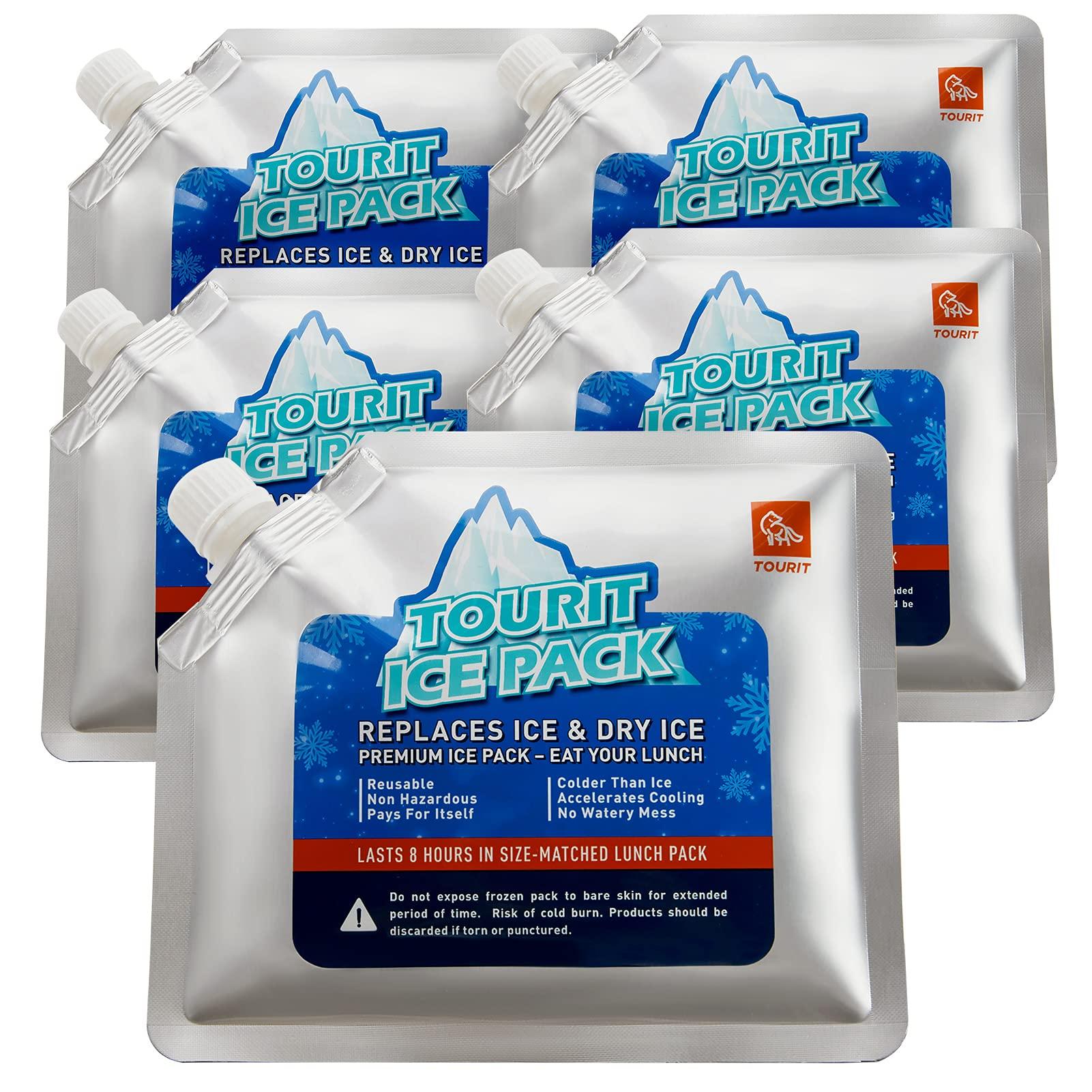 TOURIT Reusable Ice for Cooler Cooler Outdoor Activities of Packs, Lidless, Soft, Water-Fillable, Sub-Zero Temperature, BPA-Free, Non-Toxic, Slim,