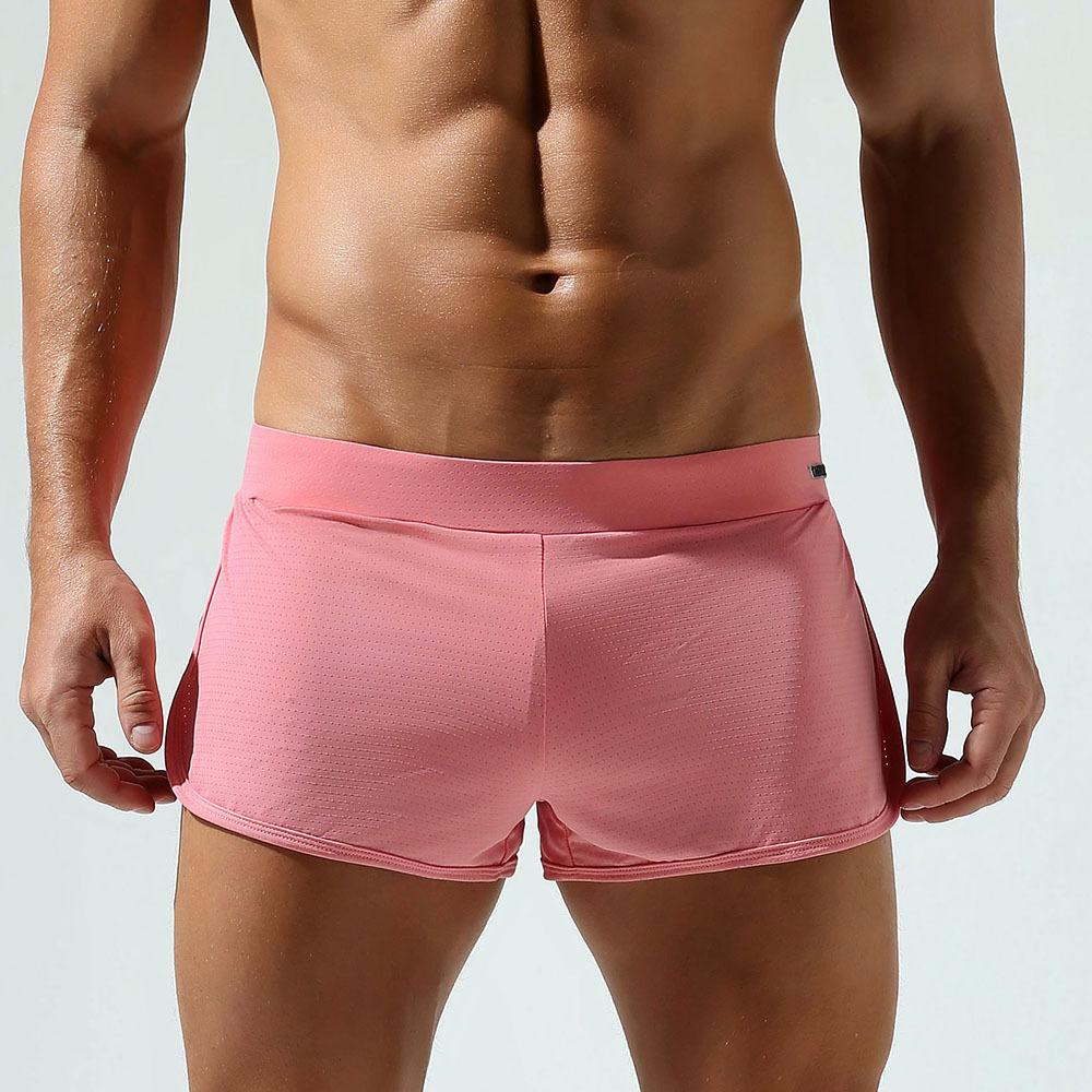 Men's Low Rise Loose Fit Shorts Olid Color Mesh Quick Dry Short Pants Breathable Comfort Sexy Lounge Home Underpants
