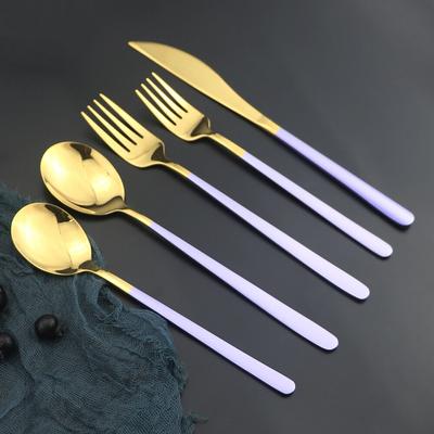 Zestaw sztućców ze stali nierdzewnej 304 fioletowe złoto widelec nóż łyżka zastawa deserowa do kuchni do jedzenia zastawa stołowa srebrny zestaw
