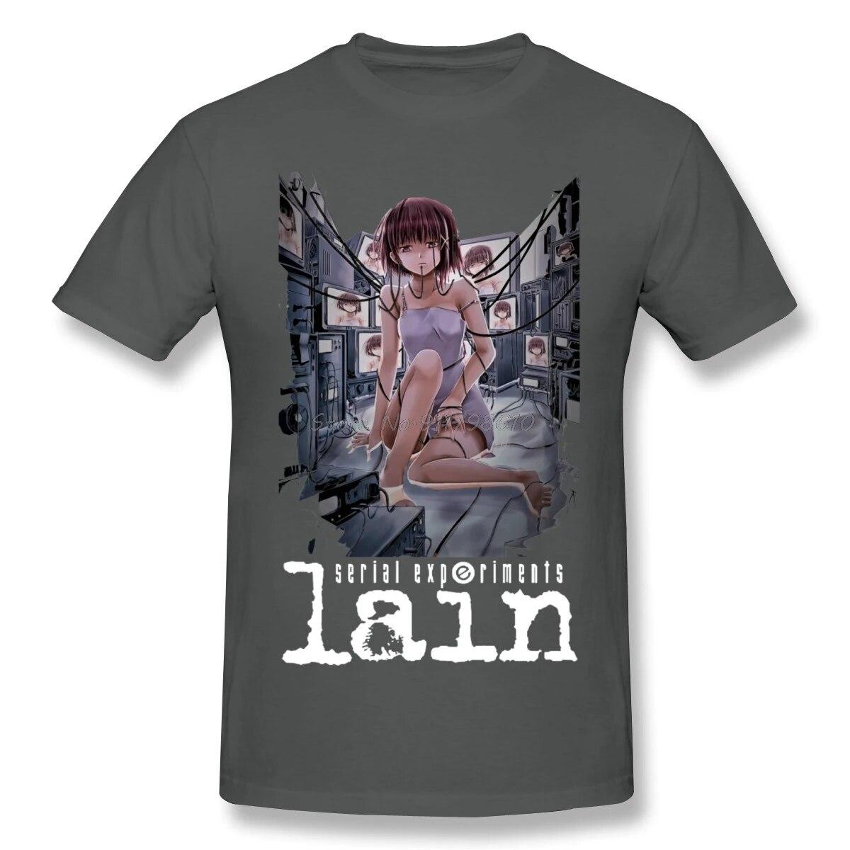 

Футболка Weeb Girl Lain Iwakura Sci Fi японского аниме «Серийные эксперименты Lain» Camisetas, хлопковая футболка большого размера с коротким рукавом 4XL