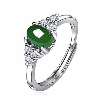 Eleganter Diamant Grüner Chalcedon & Jade Ring mit Temperament Jaspis Edelstein