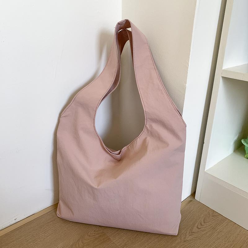 Summer canvas bag simple solid color vest bag large capacity travel vacation bag student class handbag shopping bag