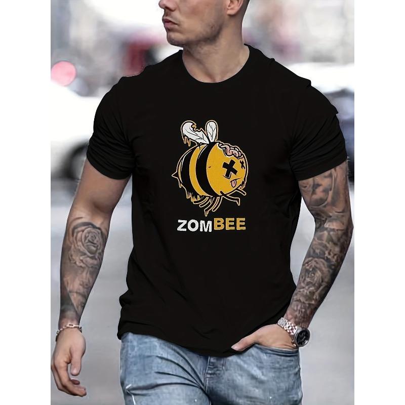 Humorous Zombee Design Men'S Casual T-Shirt, Graphic Tee for Summer, Men'S Apparel, Tops for Guys, Perfect Gift for Men