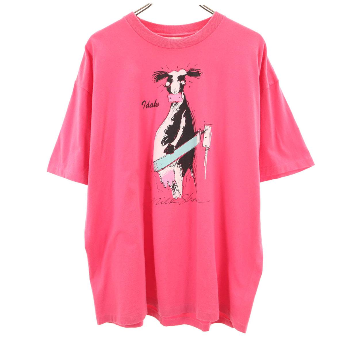 

SIGNAL SPORTS 90s Made in USA Old Cow Print Short sleeve T-shirt Men s Used