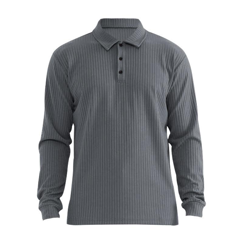 

Осенняя мужская футболка с длинными рукавами, свободные лацканы, антиполосатая рубашка поло с длинными рукавами, мужские топы S