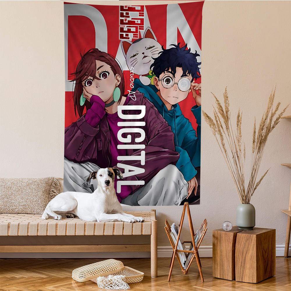 Urban Anime Girl Tapestry Wall Hanging Bold Eyeglasses Expressive Characters Perfect for Otaku Bedroom Trendy Room Decor