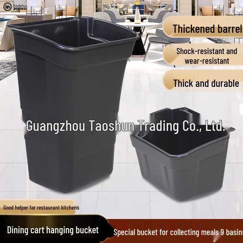 Enhanced Food Collection Cart with Long/Short Hanging Buckets, Restaurant Clearing Bin, and Tableware Collection System.