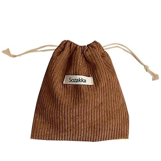 Cosmetic Bag Portable Corduroy Makeup Storage Bag Drawstring Design Jewelry Storage Pouch for Home Travel