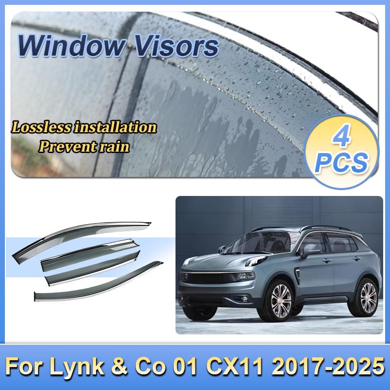 For Lynk & Co 01 PHEV CX11 2017 2018 2019-2025 Window Door Visor Vent Awning Sun Rain Wind Guard Cover Deflector Car Accessories