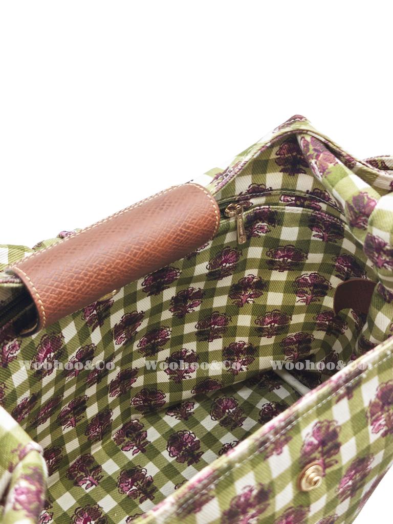 Longchamp Borsa Tote in Tessuto Le Pliage con Chiusura a Bottone Stampata Media da Donna Verde Carciofo 10303HGGM04