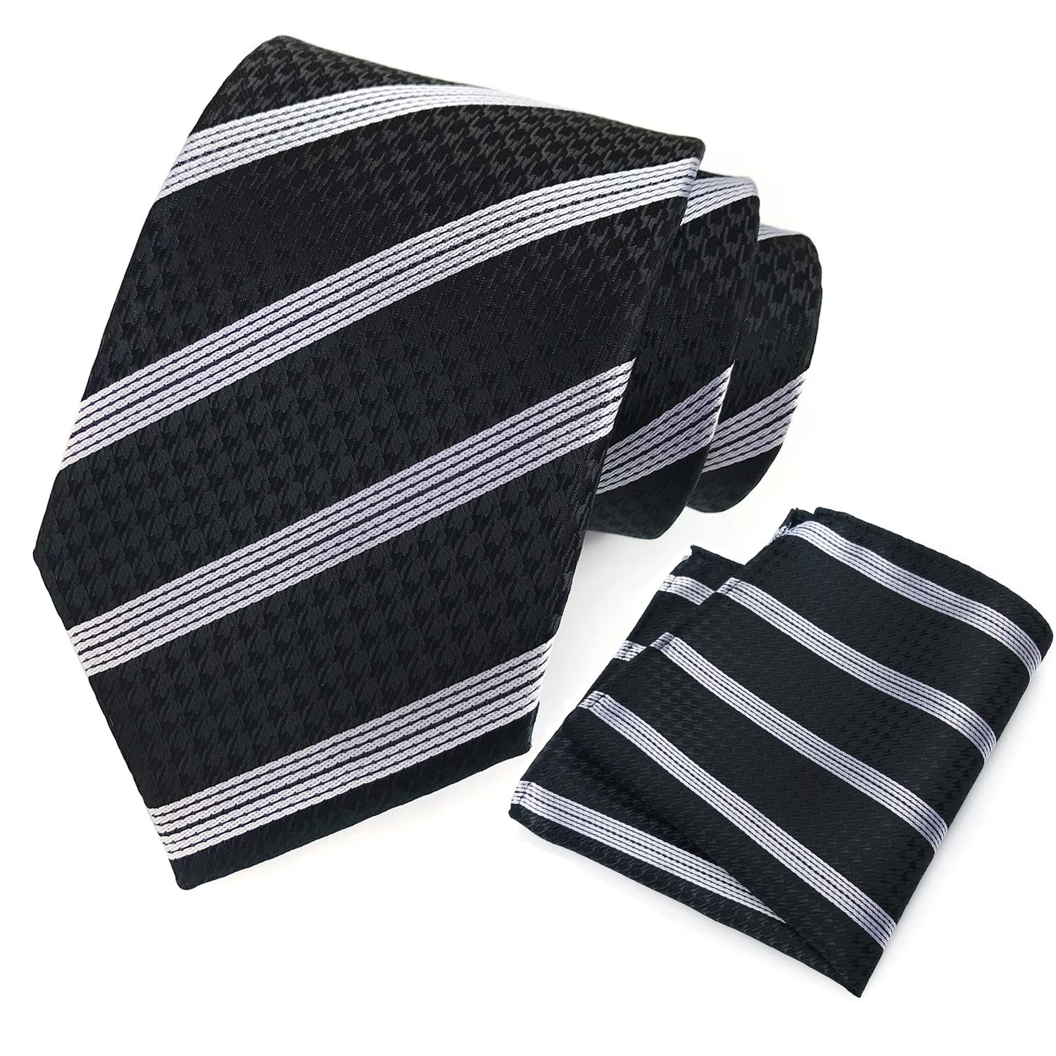 

[FANGXI] Formal Tie and Pocket Square Set, 8cm Wide - Iron-Free, Easy Care, Men s Tie, Business, Formal Occasions, Weddings, Funerals, Memorial