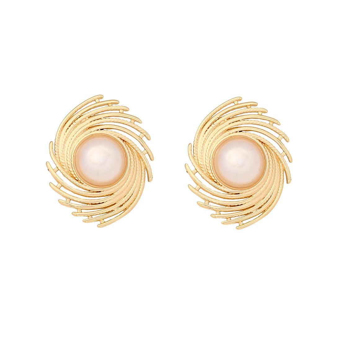 Geometric irregular earrings, elegant pearl ear jewelry, fashion stainless steel C-shaped studs