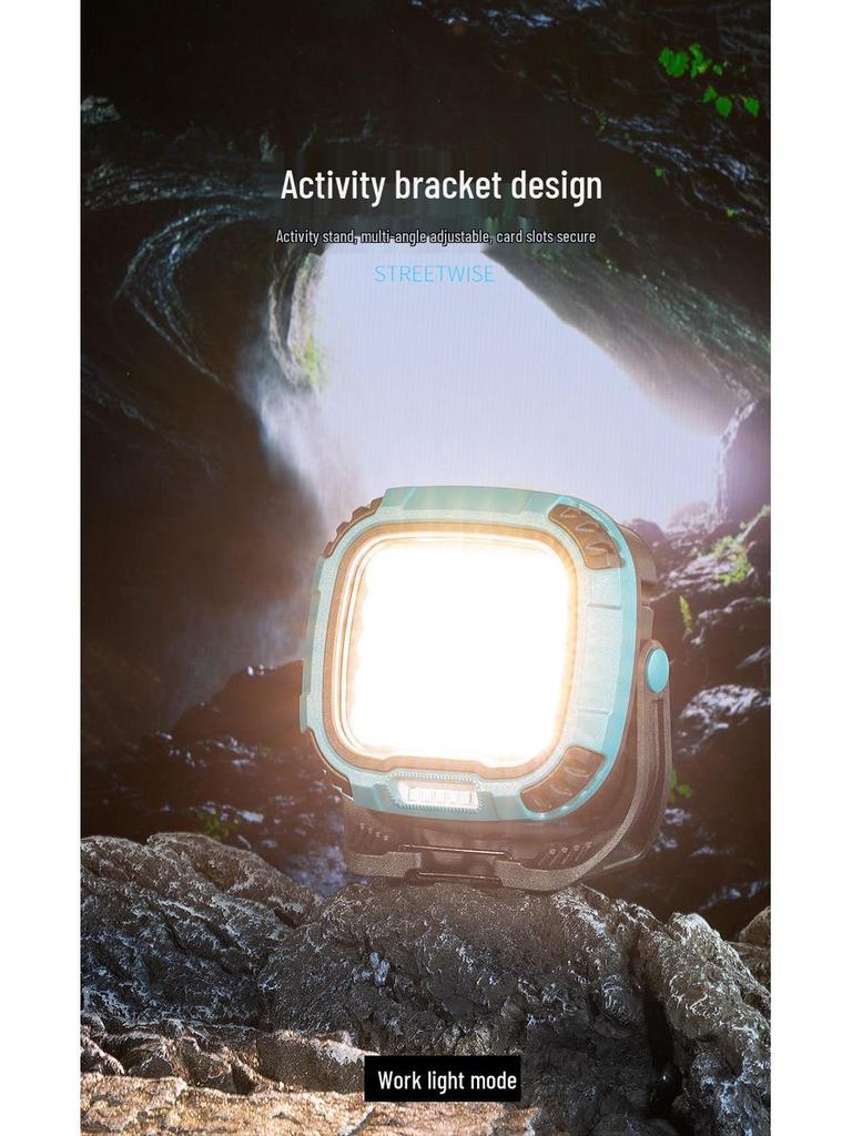 Cross-border LED COB Camping Light: Long-lasting Battery, Magnetic, Rotating, Emergency Floodlight for Outdoor Use