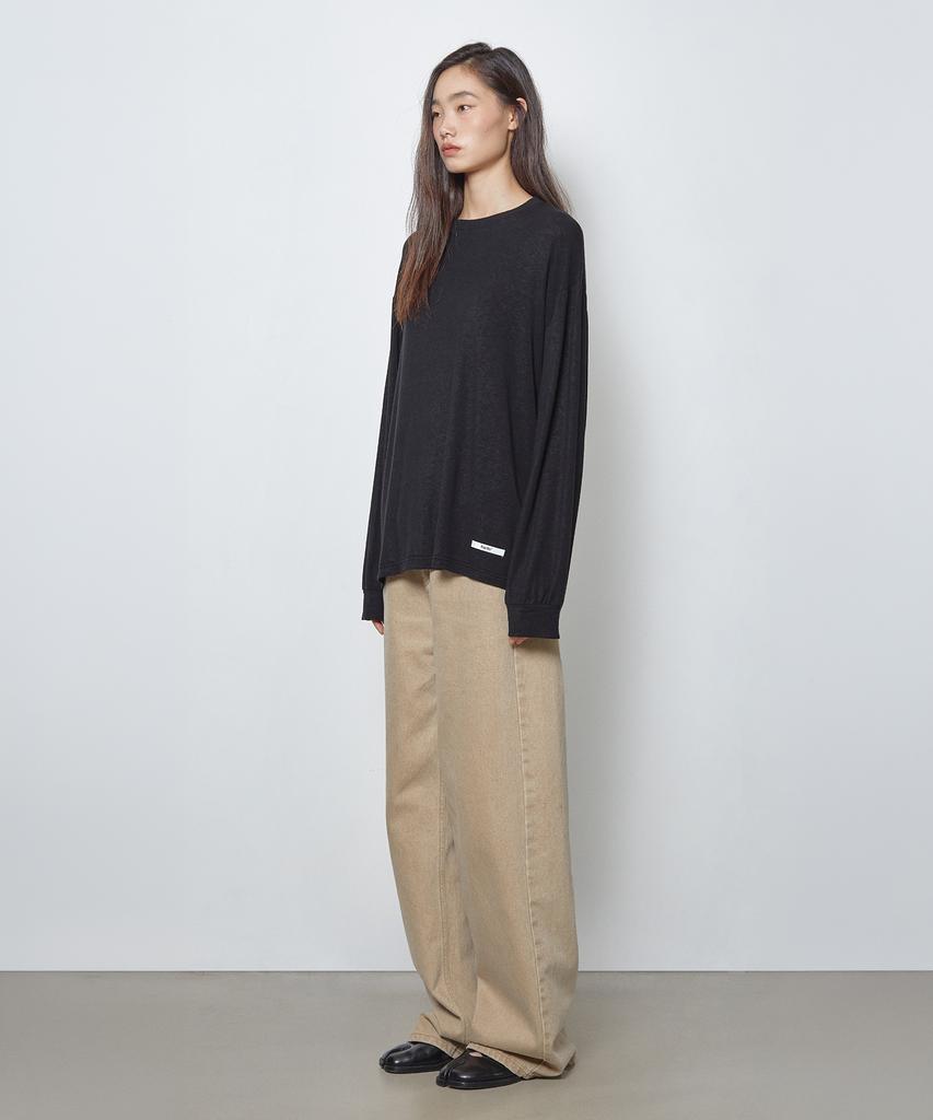 FRANTICSERVICE Slouch Crew Neck Long Sleeve - Black