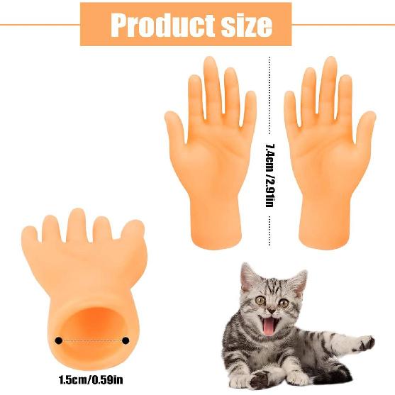 2Pcs Tiny Hands Finger Puppets Mini Hand Toy Fake Fingers Funny Prank Toy for Cat Kids Halloween Party DIY Doll House Decoration 6