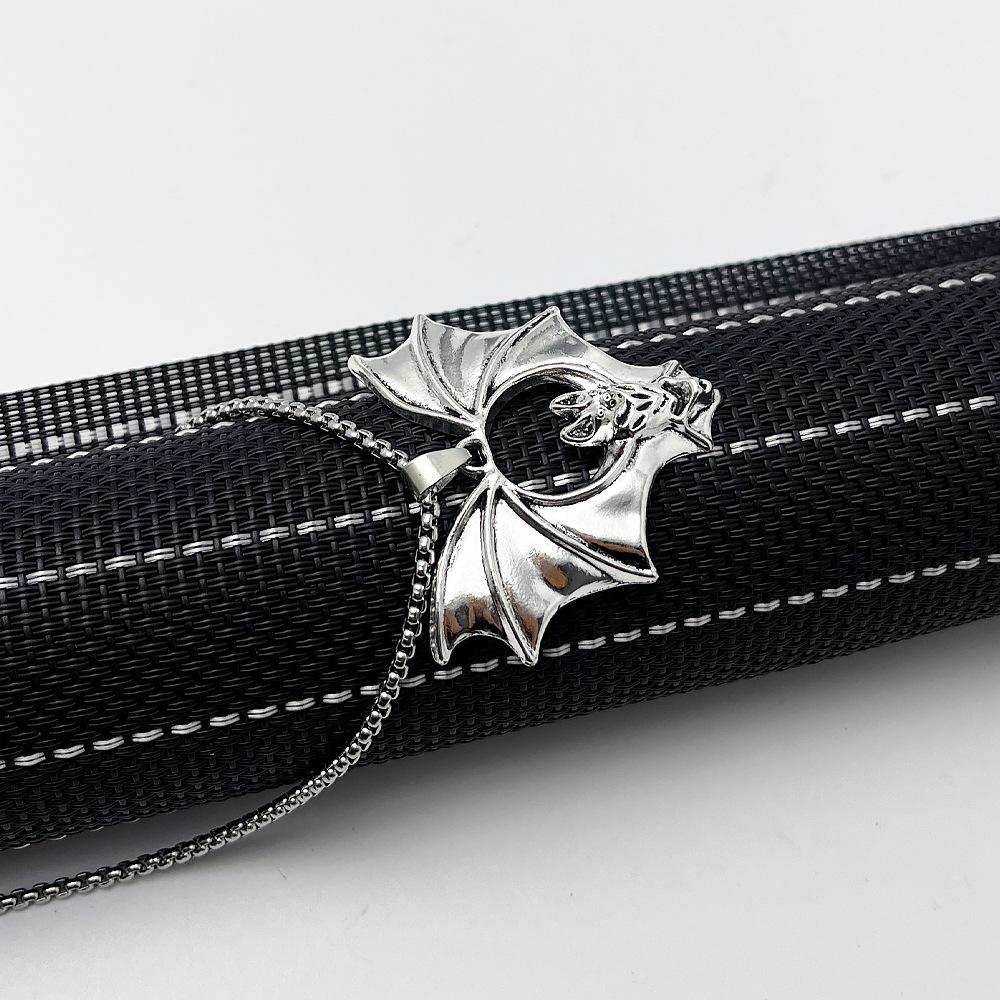 Exaggerated Gothic Bat Stainless Steel Necklace - Vampire Bat Halloween Gift