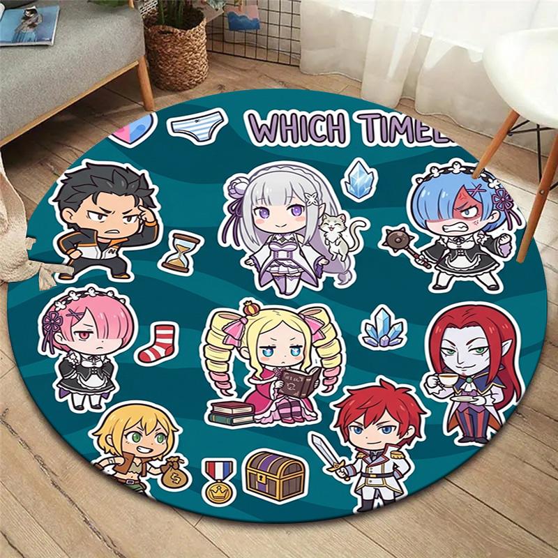 Re Zero Round Area Rug Carpet Rug For Living Room Bedroom Sofa Playroom Decor Nonslip Floor Mat