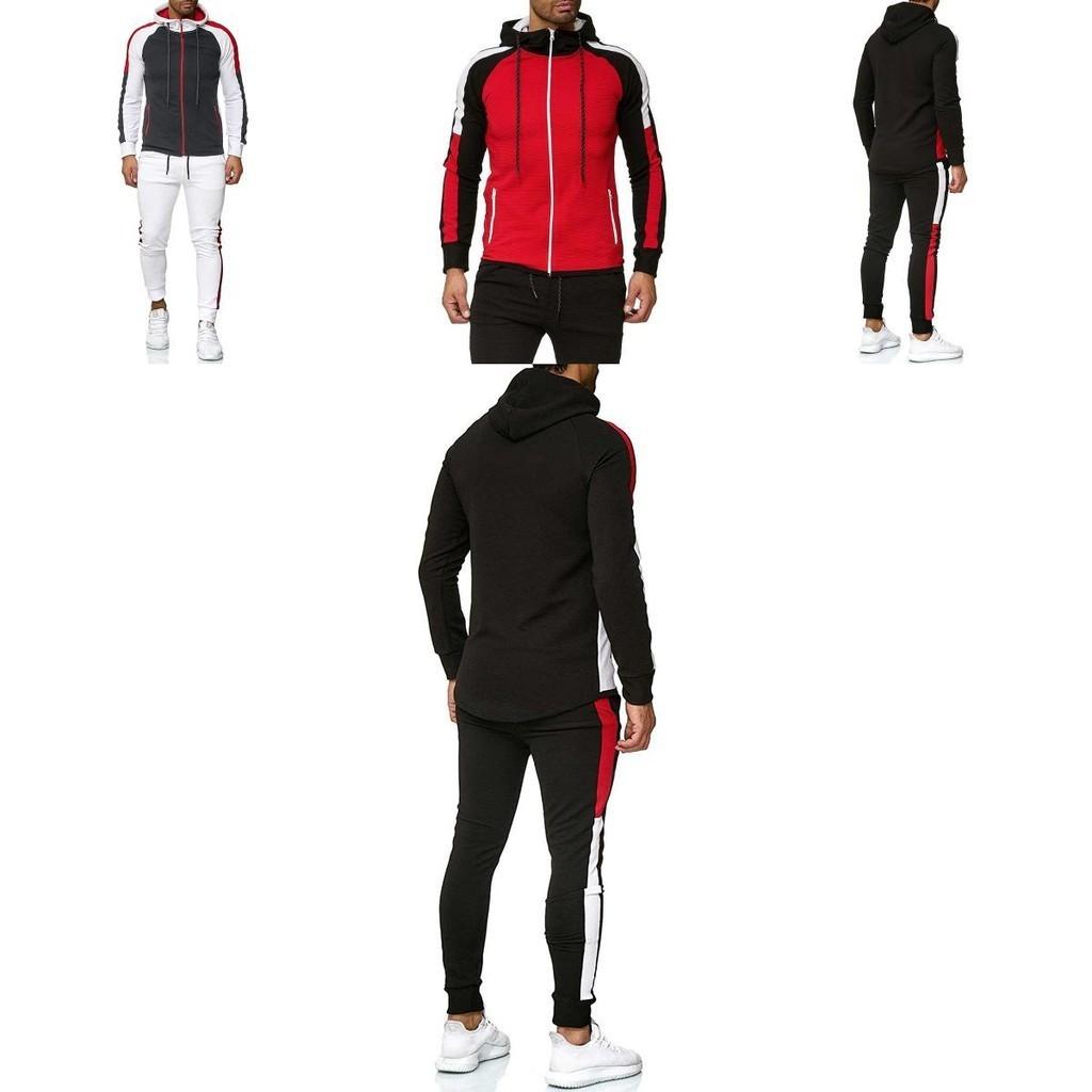 Stilvoller Herren Trainingsanzug Jogging Hoodie Mantel Jacke mit Reißverschluss und verstellbarer Hose Set für Activewear
