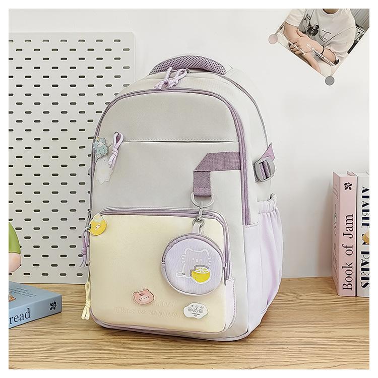 School Bag New College Style Large Capacity School Bag Korean Version Ins Versatile High Value Backpack Casual Contrasting Color Backpack