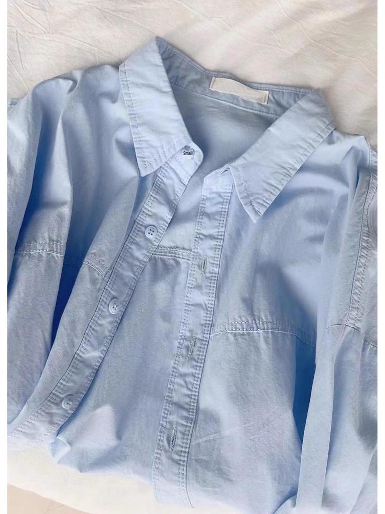 Women's Milky Yellow Layered Long-Sleeve Loose Shirt Jacket - Petite Casual Spring/Autumn Top