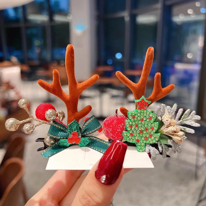 Neujahr Weihnachten Haarnadel Kinder Haarspangen Schleife Hirsch Weihnachtsmann Weihnachts Kopfschmuck Mädchen Kinder Haarschmuck