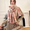 Light Luxury Imitation Cashmere Scarf for Women Elegant Palace Peach Blossom Plus Velvet Scarf Warm and Fashionable Double Sided Shawl