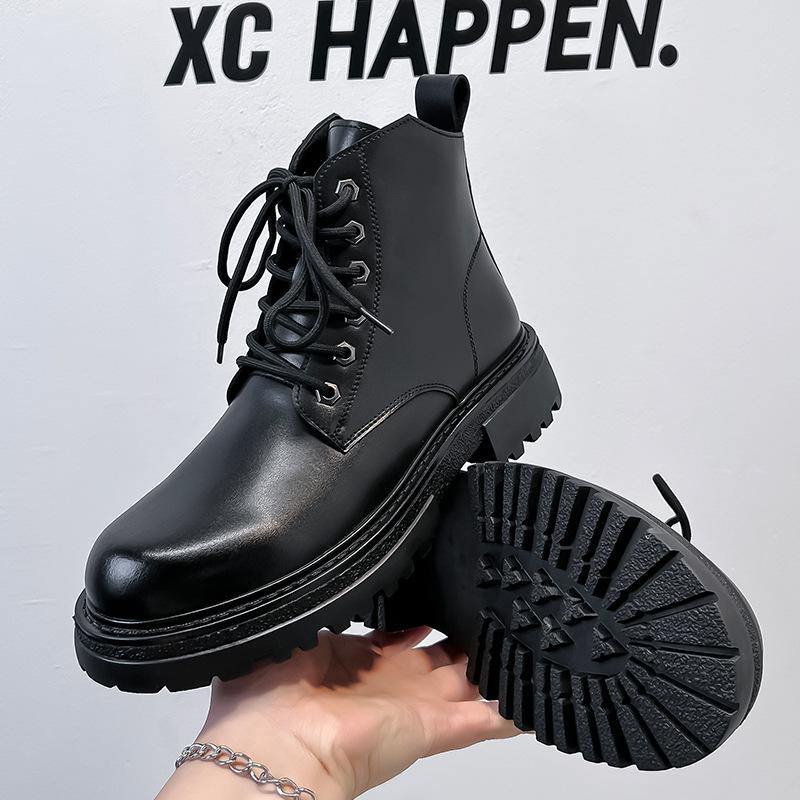 Martin boots men's British wind locomotive tooling boots men's thick-soled heightening high-top leather shoes retro short boots 25008-A