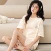 Factory Women's Pajamas Summer Cotton Short-sleeved Shorts Set New Year's Simple Casual Thin Loungewear