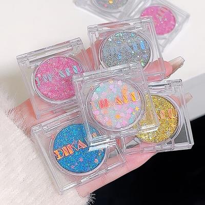 Glänzendes Herz Pailletten Glitzer Gel Lidschatten Creme Blau Rosa Gold Stern/Mond Nagel Lose Pailletten Kleber Halloween Party Körper Augen Make-up