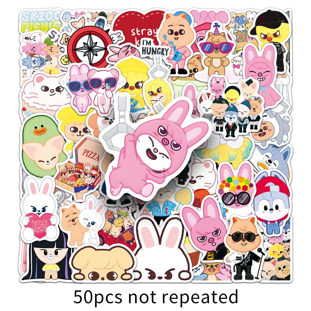 Skzoo Stickers 50 Pcs Stray Kids K Pop Group Animal Persona Waterproof Diy Decorative Decals For Laptop Phone Luggage K Pop Fans