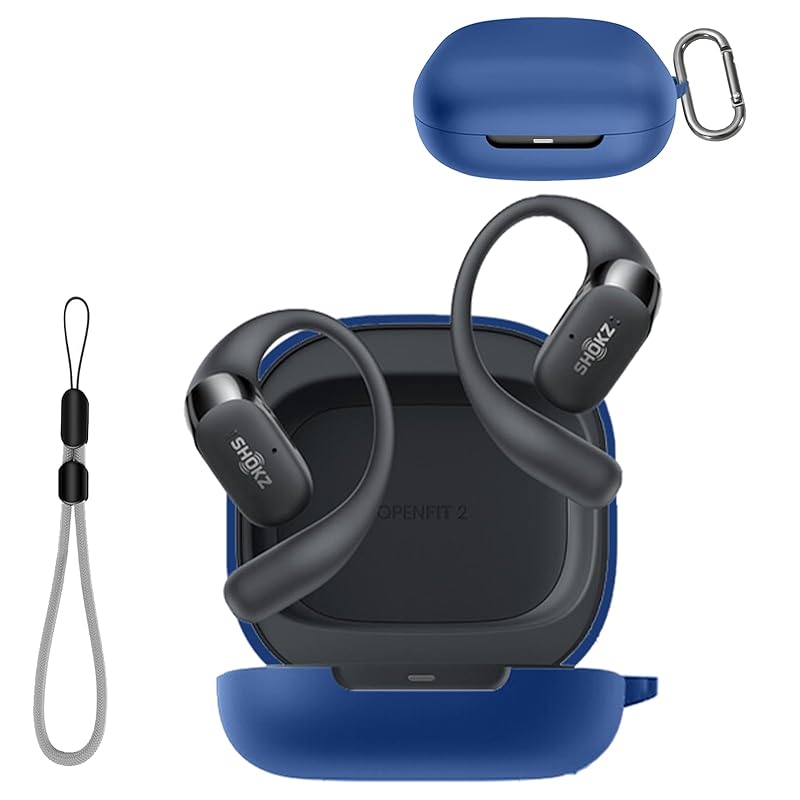 

SHOKZ OpenFit 2 for case Cover [YANMONGI] Wireless earphones protective cover silicone protective case -With chain charging case cover visible led