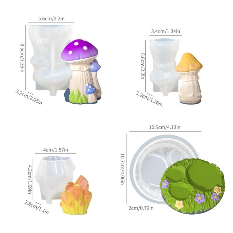 Pack of 4 Multifuntional Mushroom Shape Silicone Mold for Ornaments Festival Home Decorating and Creative Gift Ideas