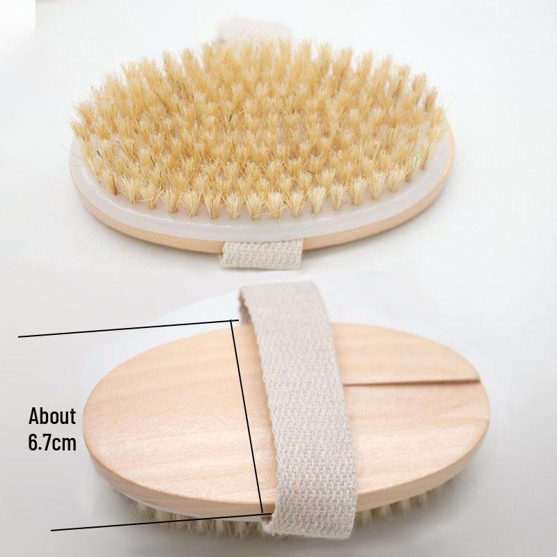 Kartáč na tělo s dlouhou rukojetí z kančích štětin pro suché kartáčování a exfoliaci