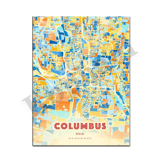 

Альбукерке. Кюхнер. Венчик. Суинтон. Остин. Сандерленд. Милтон Кейнс. Йорк, Пул, Гейтсхед. Колумбус. Плакат с цветной картой города 21cm×30cm NoFrame