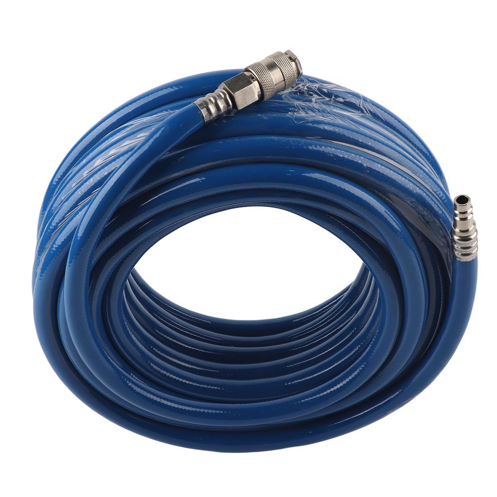 Pneumatischer PVC-Schlauch Luftleitungsschlauch 15M Blau Flexibler Pneumatischer PVC-Schlauch mit Schnellkupplung für Luftkompressor Pneumatischer Luftschlauch