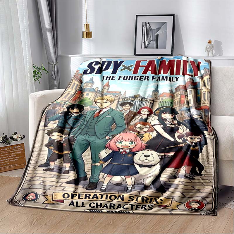 Spy x family cartoon and anime Print Flannel Blanket Ultra Soft Warm Throw For Bedroom Living Room Indoor Home Holiday Gift