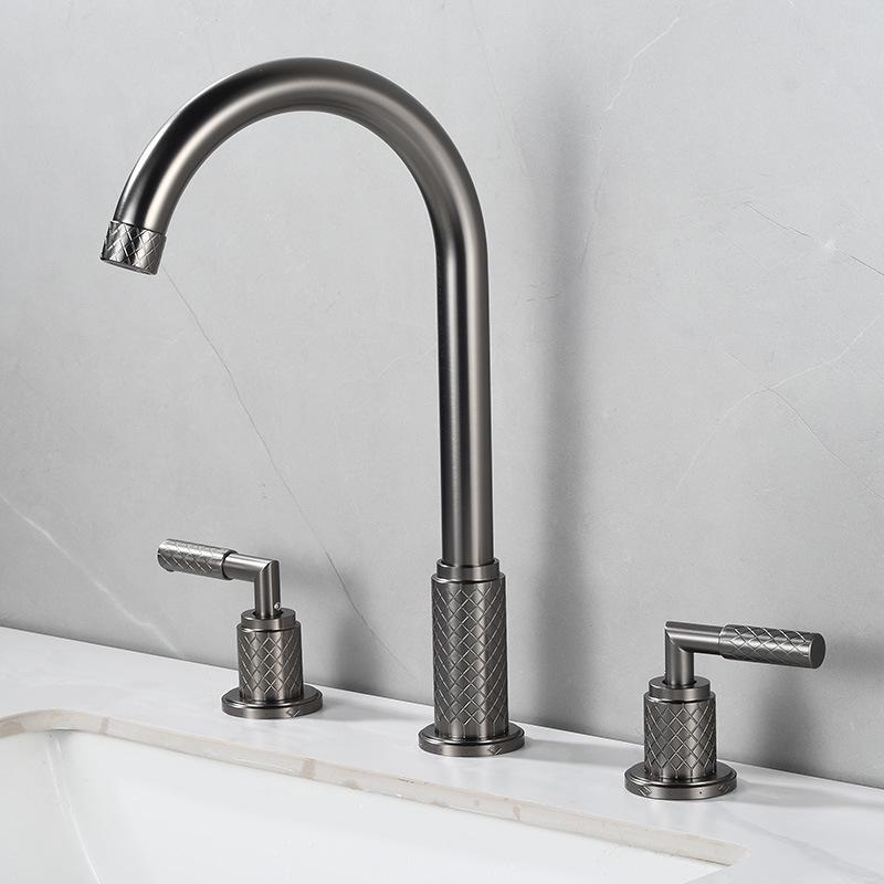 Baterii Chiuvetă Gri Alamă Antic Baterie Baie Aur Periat Baterii Chiuvetă 3 Orificii Cald și Rece Baterie Cascadă Neagră Robinet Apă