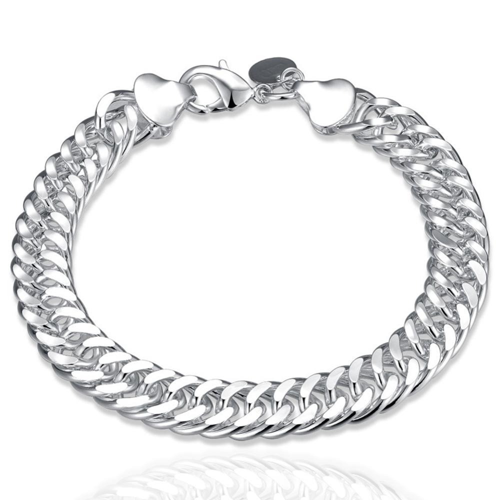Heiß 925 Sterling Silber Niedliche Schnalle Seitenkette Massives Armband für Damen Herren Charme Party Geschenk Hochzeit Modeschmuck