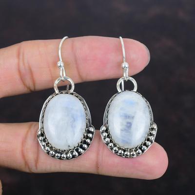 Rainbow Moonstone Earring 925 Sterling Silver Earring Top Quality Gemstone Earring Handmade Jewelry Latest Design Earrings Anniversary Gifts