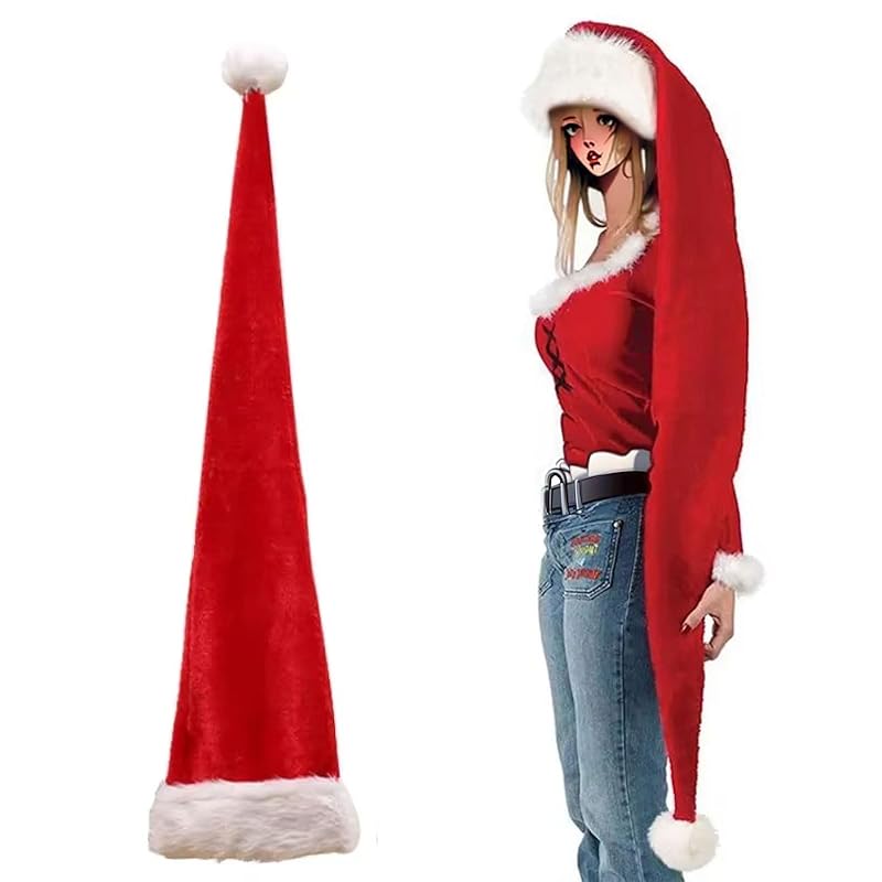 

morytrade santa hat santa costume Christmas cosplay Santa Claus (Super long 1.5m red)