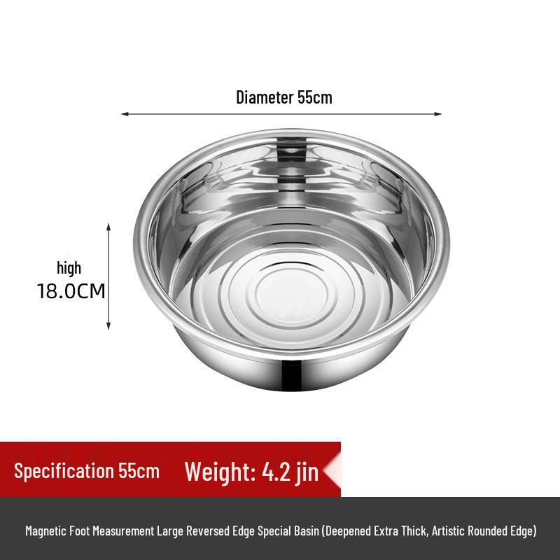 Stainless Steel Basin, Large/Extra-Large: Ideal for Washing Vegetables, Mixing Dough, or Bathing.