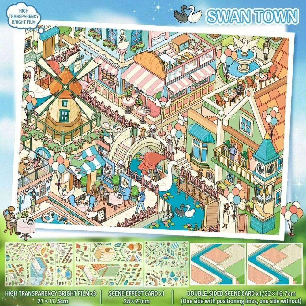 PET Miniature Landscapes Stickers Collection 3D Miniature Scene Collage Decompress A