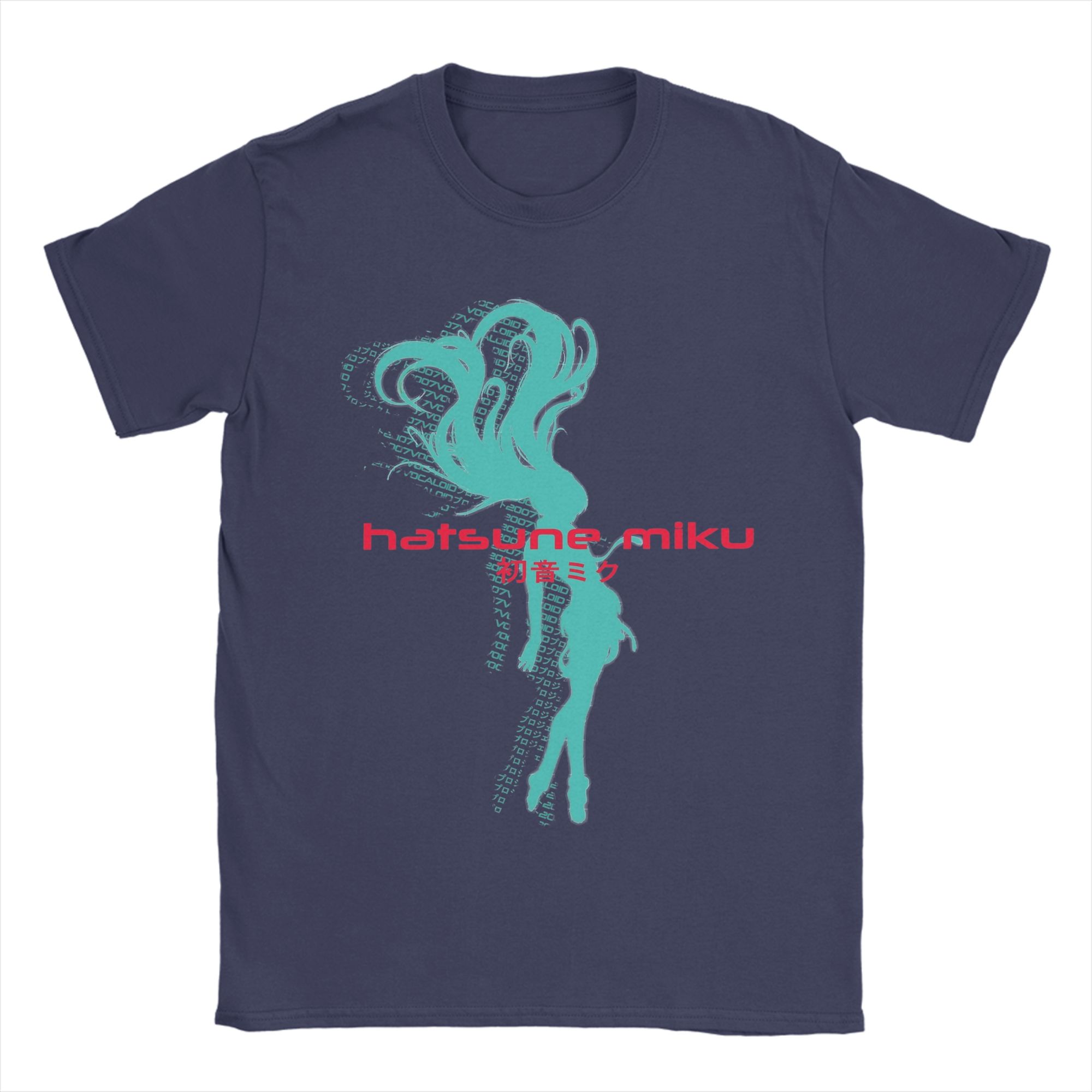 

Crazy Hatsunes Mikus Silhouette TShirt Men Crewneck Cotton T Shirts Short Sleeve Tees Plus Size Clothes 2XL