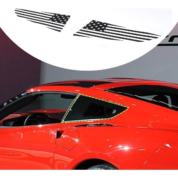 Car Rear Side Window Stickers Decals Compatible with Corvette C7 2014-2019,Car Window Stickers Car Vinyl Decals (American Flag Pattern-Black) American Flag Pattern-Bla