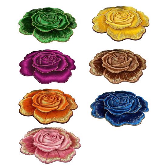 3D Flower Area Rug Absorbent Quick Dry Irregular Plush Floral Floor Mat Washable Non-slip Living Room Bedroom Bathroom Kitchen Decoration Carpet